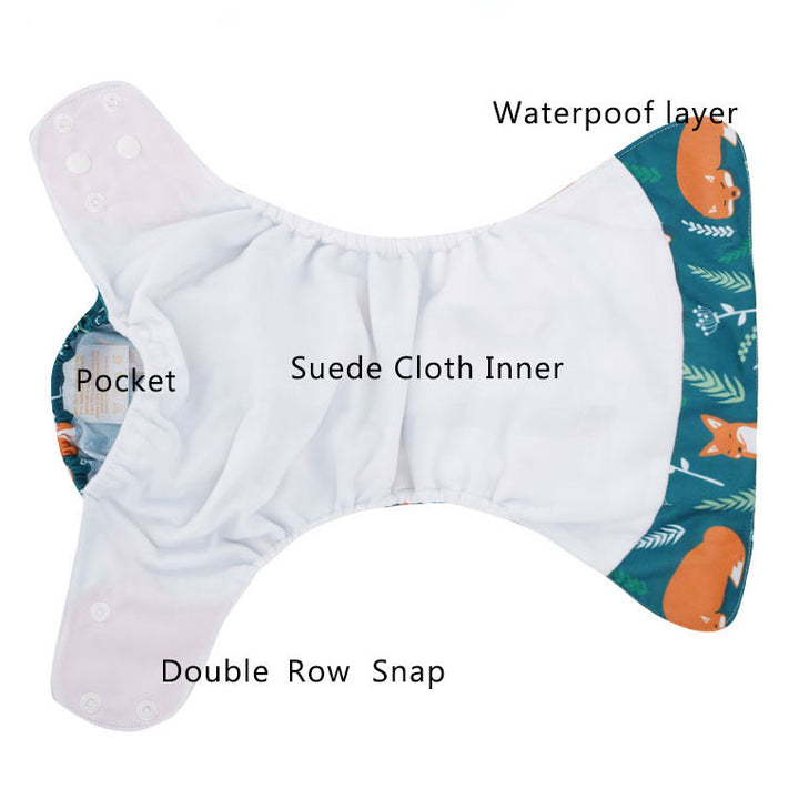 Cove 4 Pack Modern Adjustable, Washable & Reusable Cloth Nappies With 8 Inserts - Inside