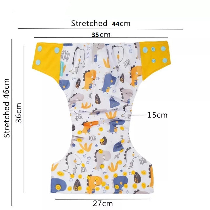Cove 4 Pack Modern Adjustable, Washable & Reusable Cloth Nappies With 8 Inserts - Size 1