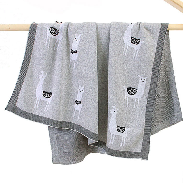 Cute Alpaca Grey Baby Blanket