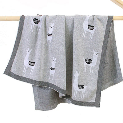 Cute Alpaca Grey Baby Blanket
