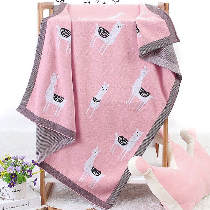 Cute Alpaca Pink Baby Blanket