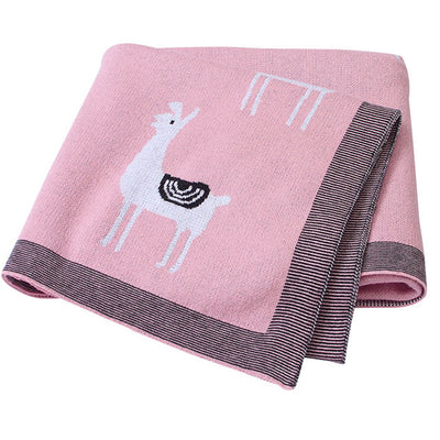 Cute Alpaca Pink Baby Blanket fold