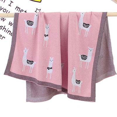 Cute Alpaca Pink Baby Blanket front