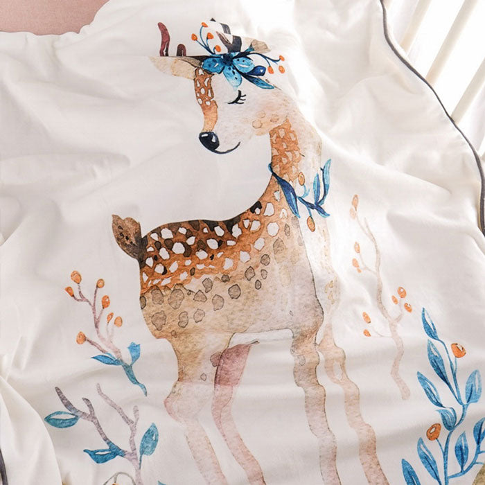 Cute Deer Mink Baby Blanket Closeup