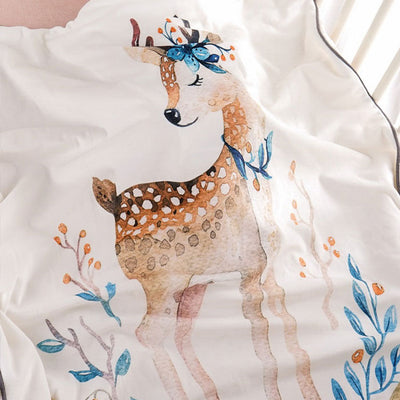 Cute Deer Mink Baby Blanket Closeup