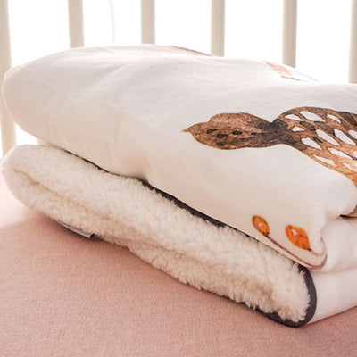 Cute Deer Mink Baby Blanket Fold 2
