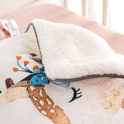 Cute Deer Mink Baby Blanket Side