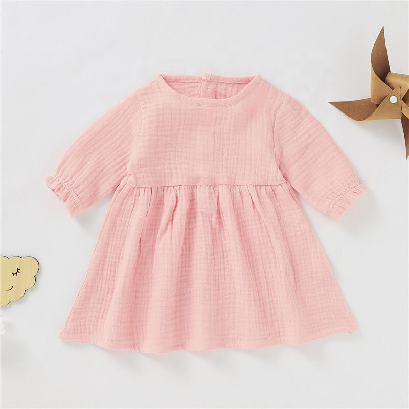 Delilah Long Sleeve Baby Girl Dress - Pink