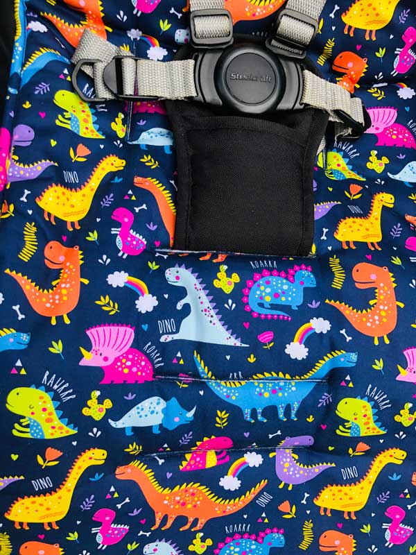 Dino Reversible Pram Liner close up 1