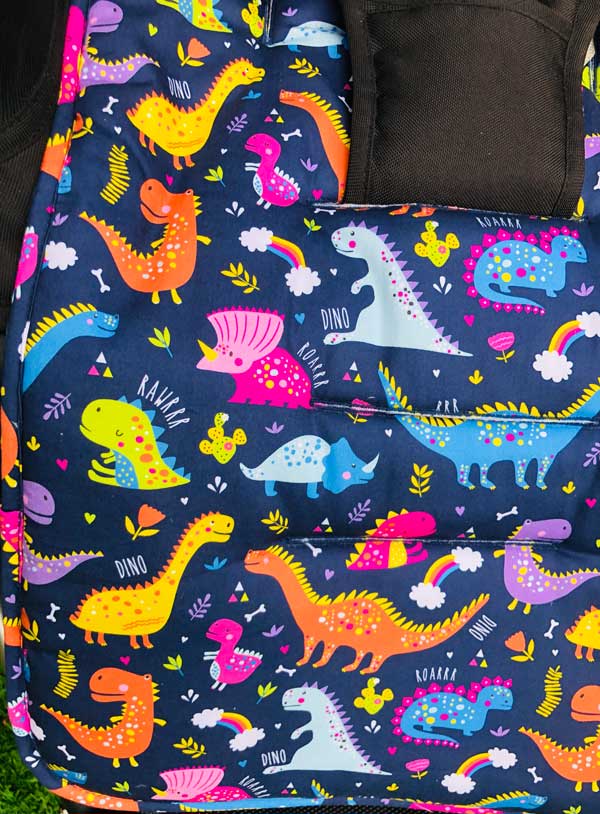 Dino Reversible Pram Liner close up