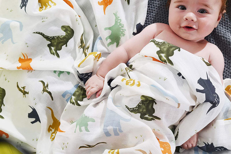 Dino Swaddle Wraps with baby