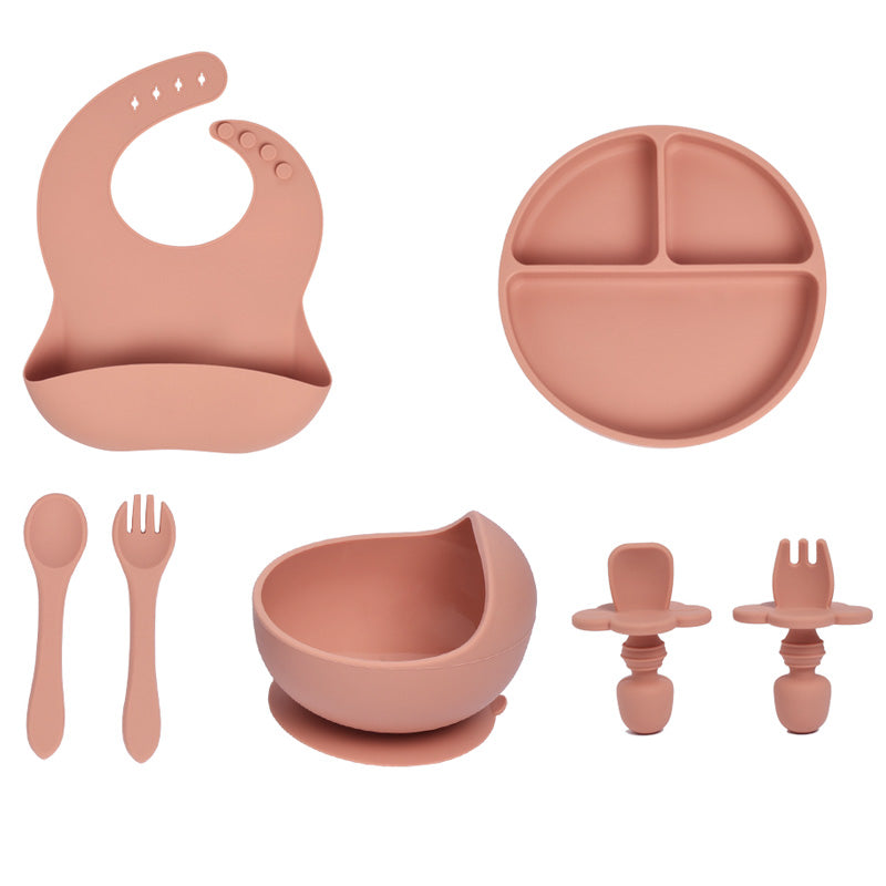 Dusty Peach Silicone Baby Feeding Set