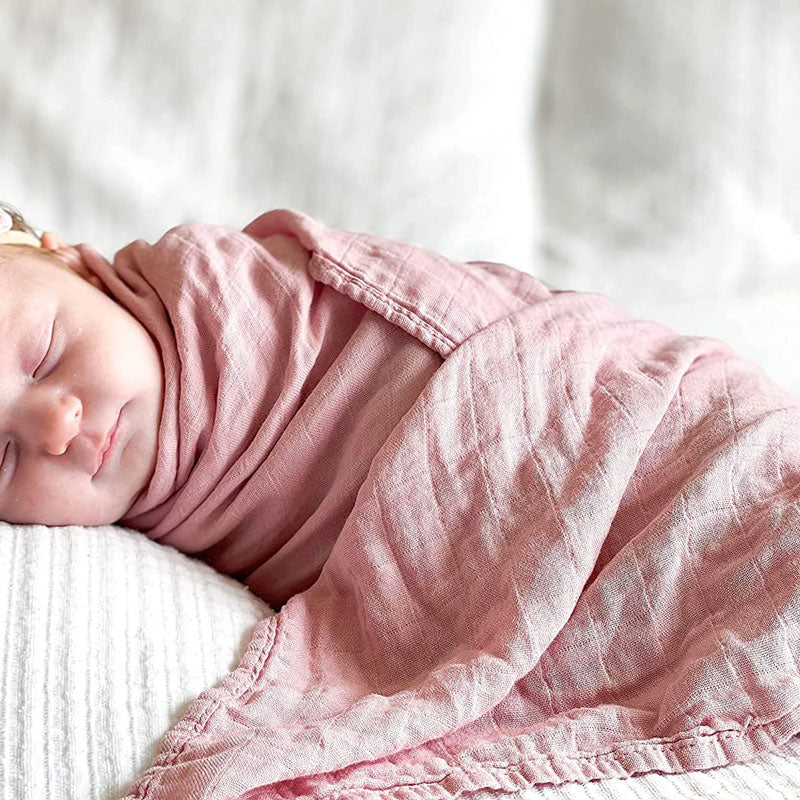 Dusty Rose Baby Swaddle Wrap Made from organic cotton - 120 cm diameter