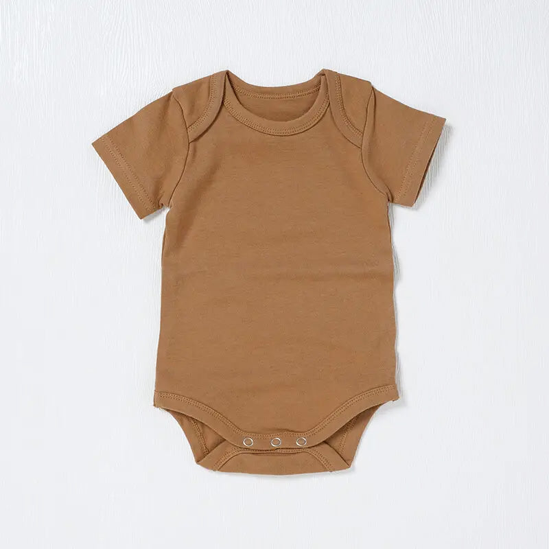 Echo Short Sleeve Organic Cotton Baby Romper - Brown