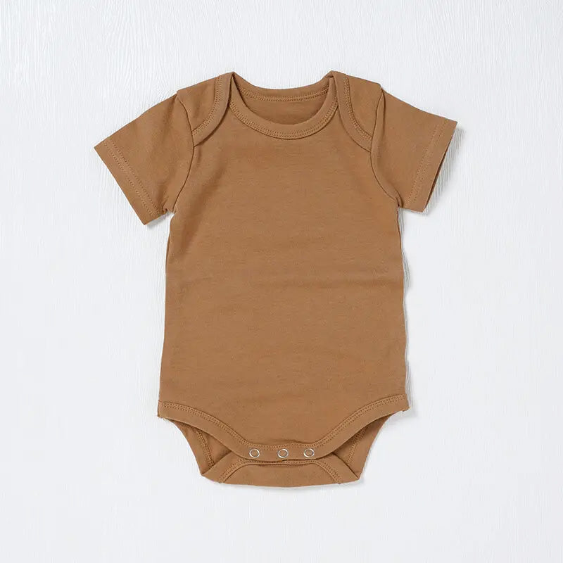 Echo Short Sleeve Organic Cotton Baby Romper - Brown