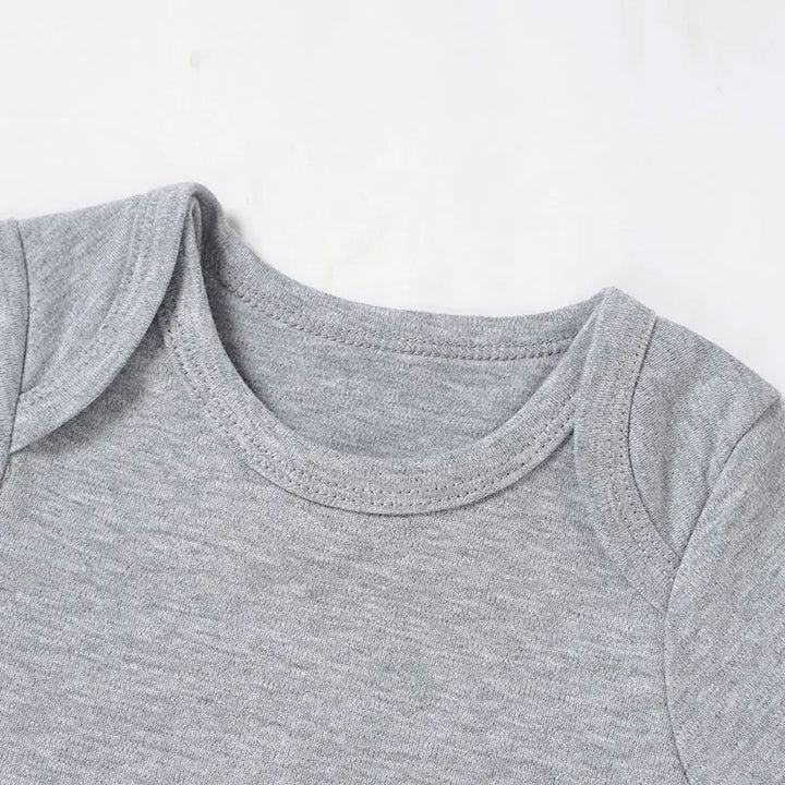 Echo Short Sleeve Organic Cotton Baby Romper - Grey closeup 2
