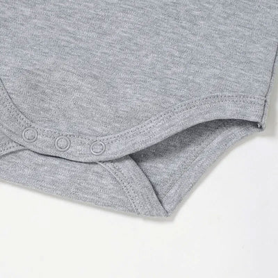 Echo Short Sleeve Organic Cotton Baby Romper - Grey closeup