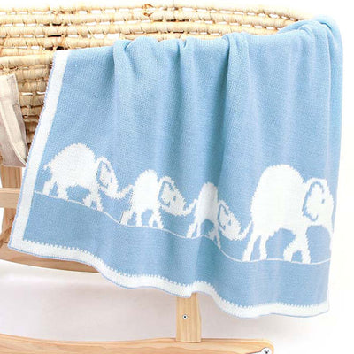 Elephant Family Baby Blanket in Bassinet