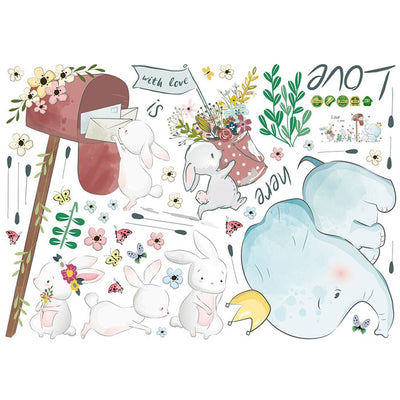 Elephant & Rabbits Nursery Stickers packed size
