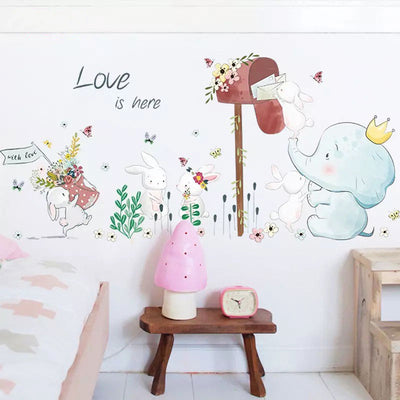 Elephant & Rabbits Nursery Wall Stickers main
