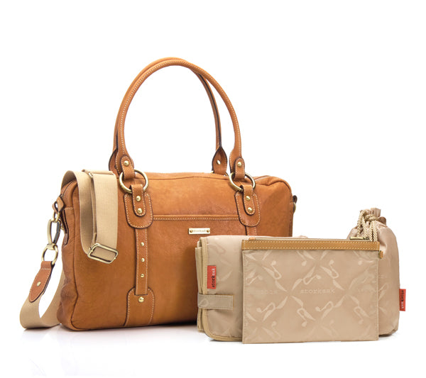 Storksak Elizabeth Leather Changing Bag | Available in Black & Tan ...