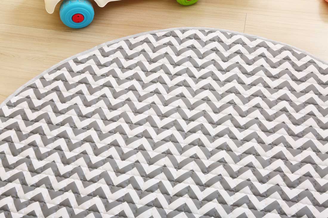 Emerson Grey Chevron Round Baby Playmat 150 cm Diameter - Closeup