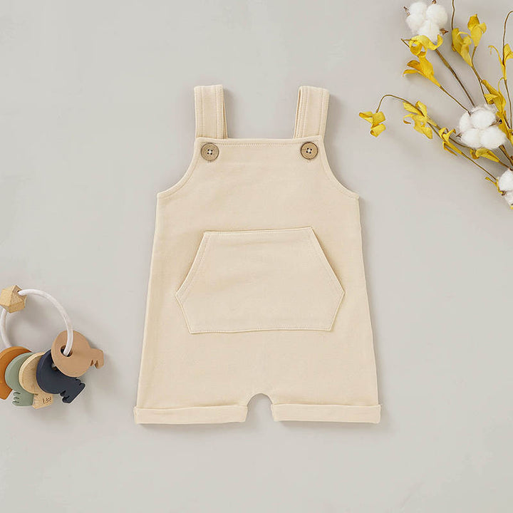Emery Snap Crotch Baby Romper - Beige