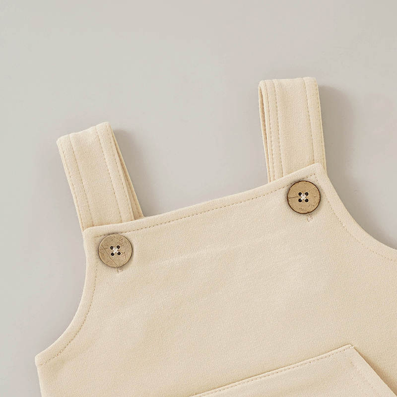 Emery Snap Crotch Baby Romper - Beige Closeup