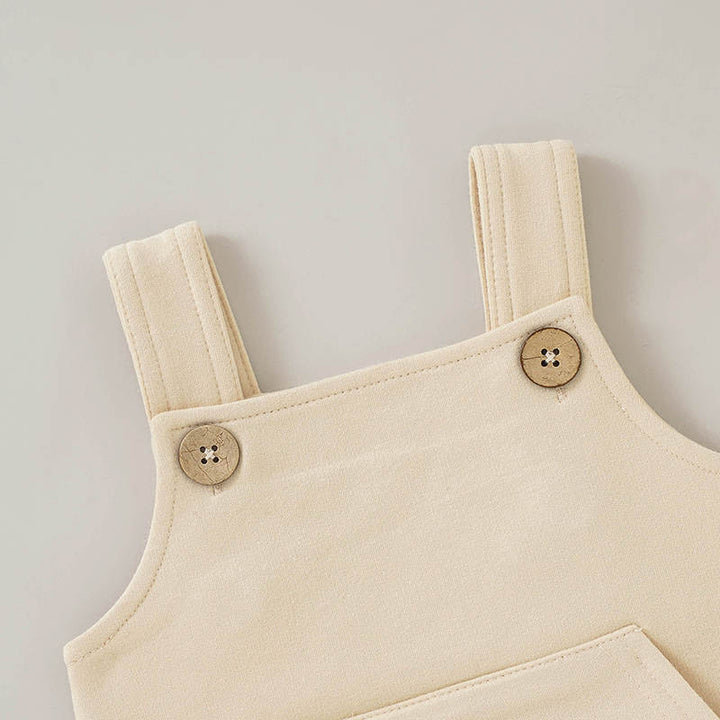 Emery Snap Crotch Baby Romper - Beige Closeup