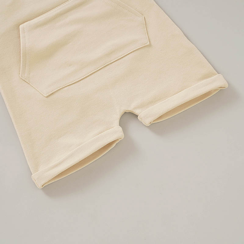 Emery Snap Crotch Baby Romper - Beige Closeup 3