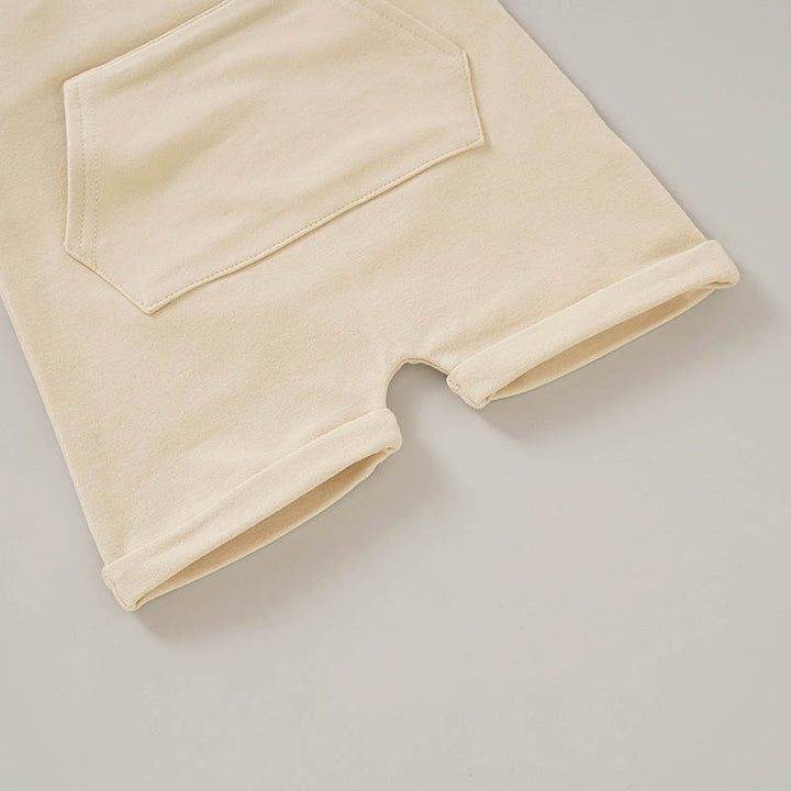 Emery Snap Crotch Baby Romper - Beige Closeup 3