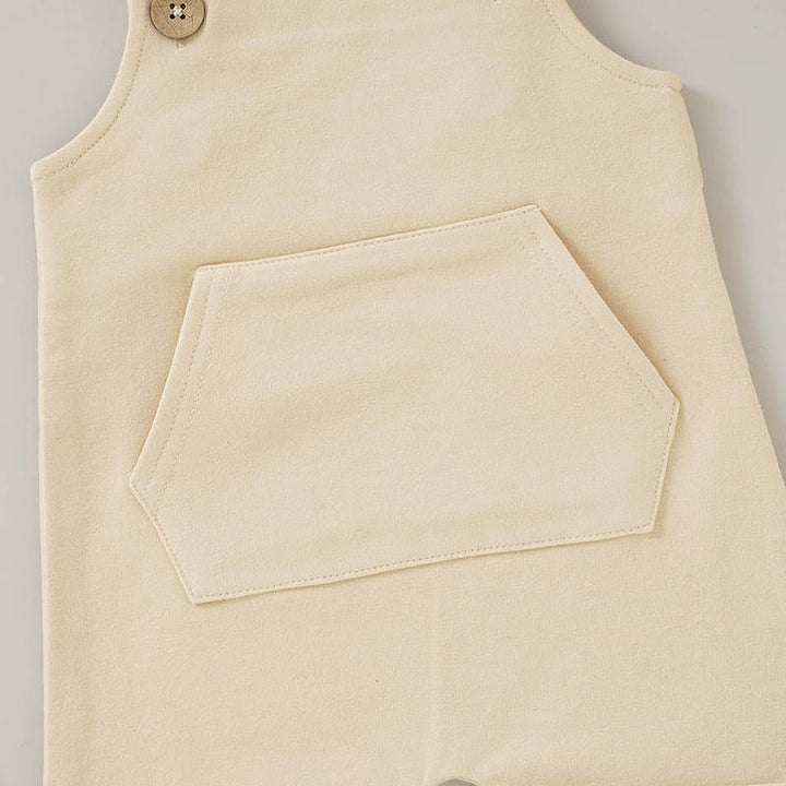 Emery Snap Crotch Baby Romper - Beige Pockets