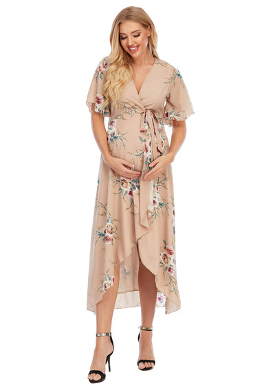 Eva Maternity & Nursing Wrap Dress Front 2