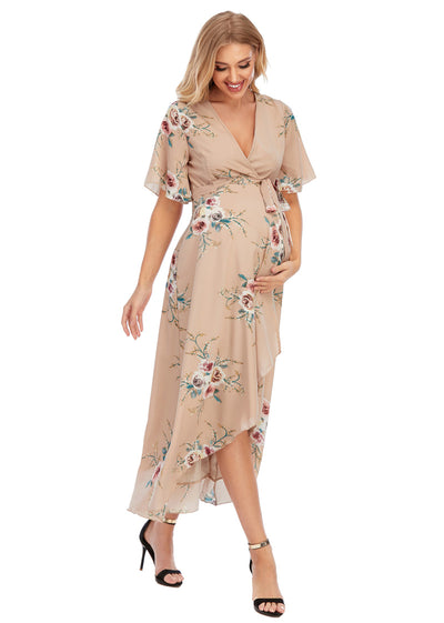 Eva Maternity & Nursing Wrap Dress Walking
