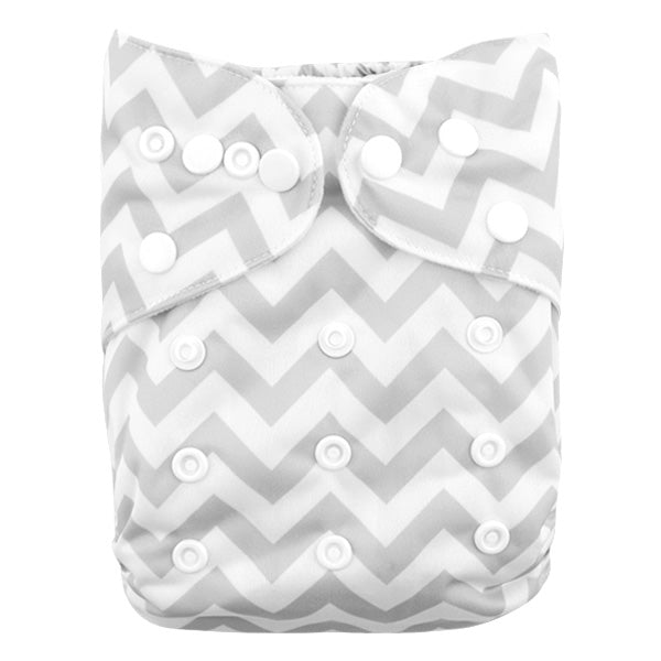 Finley 4 Pack modern, reuseable & washable Cloth Nappies With 8 Inserts - Grey Chevron