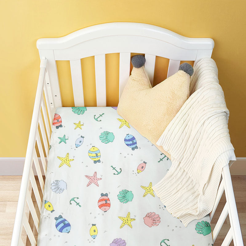 Fishes Fitted Cot Sheet Front