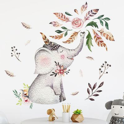 Floral Elephant baby nursery Wall Sticker