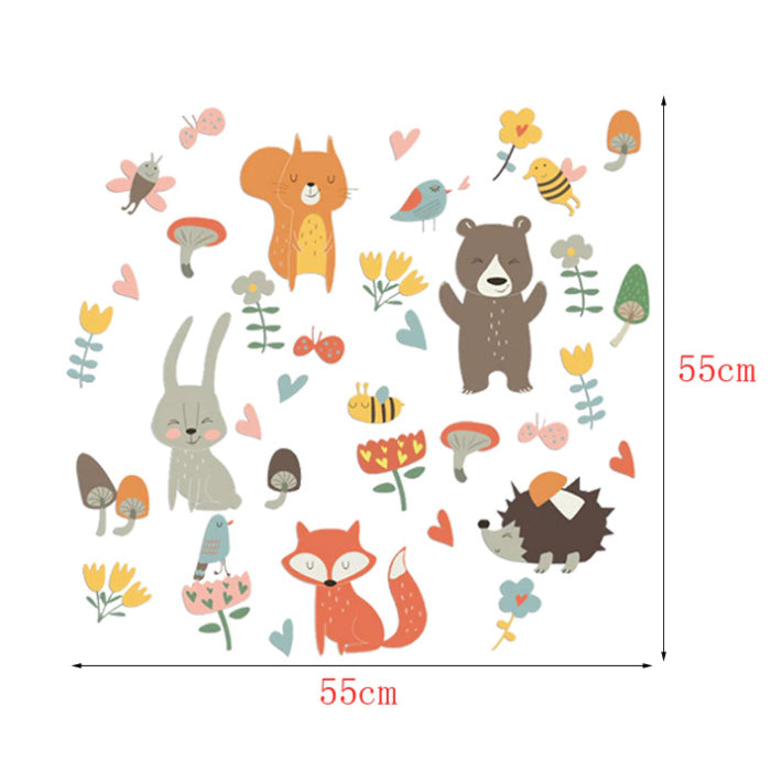 Flowers & Animals Baby Nursery Wall sticker Size