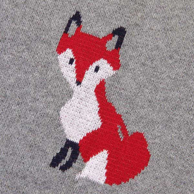 Fox Grey Baby Blanket Fox Closeup