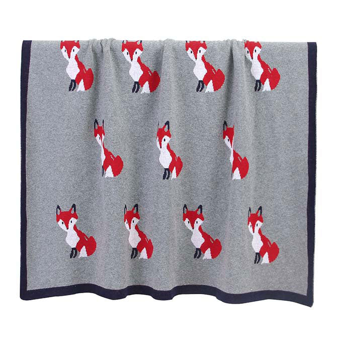 Fox Grey Baby Blanket Hanging