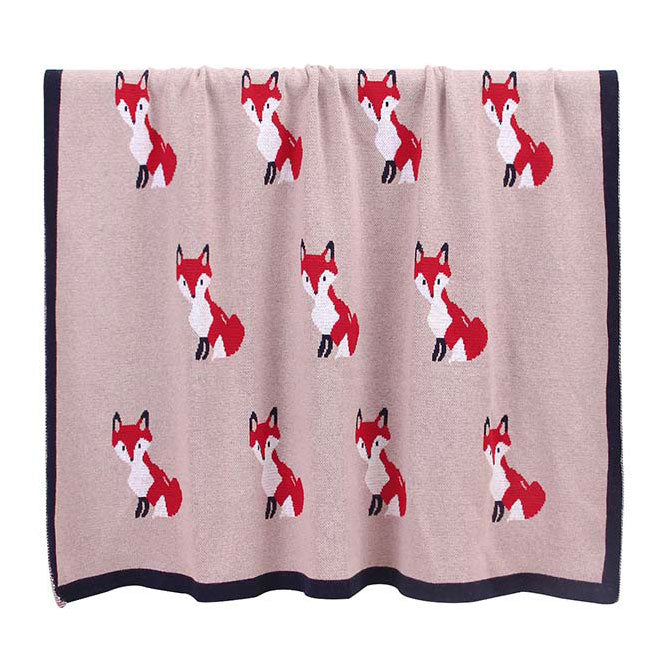Fox Rose Baby Blanket Front