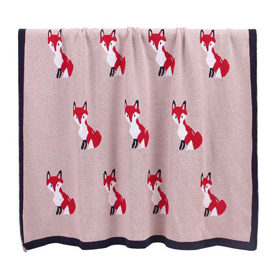 Fox Rose Baby Blanket Front