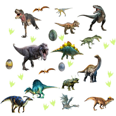 Glow in Dark Dinosaurs Baby Nursery Wall Sticker - on Plain White background