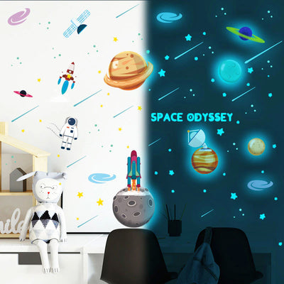 Glow in Dark Space Odyssey Baby Nursery Wall Sticker - Glow Effect 1