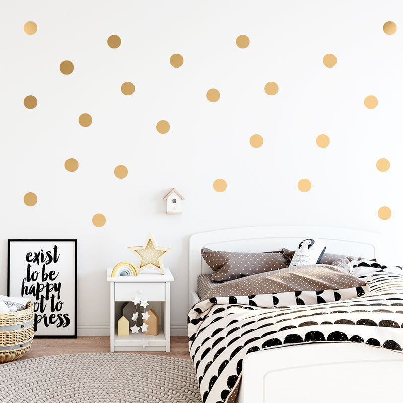 Golden Dots Baby Nursery & Kids Room Wall Stickers - Size 6 cm diameter - Front
