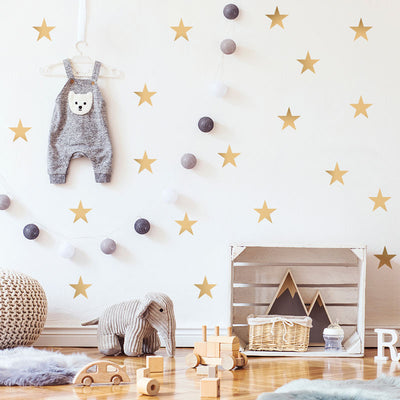 Golden Stars Baby Nursery& Kids Room Stickers - Size 6 cm diameter - Front