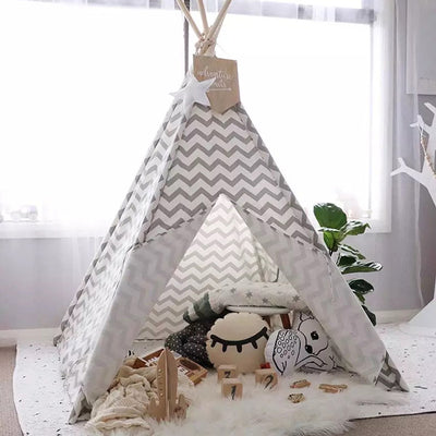 Grey-Chevron-Kids-Teepee-Tent-Front-View