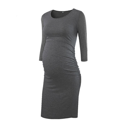 Kaya – Grey Full Sleeves Maternity Dress