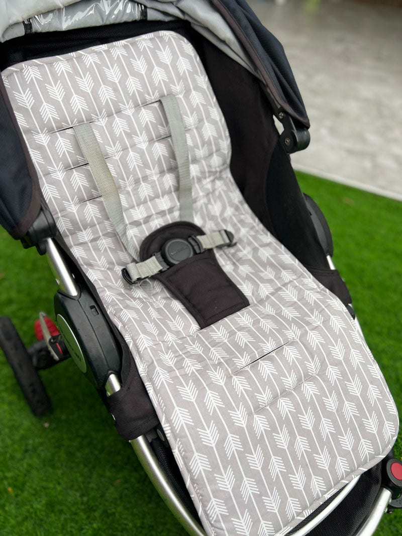 Grey Arrows Reversible Pram Liner Side View 1