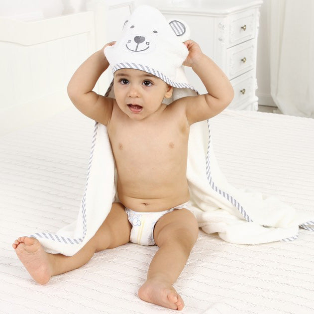 Grey Bear Baby Hooded Bath Towel 90 x90 cm